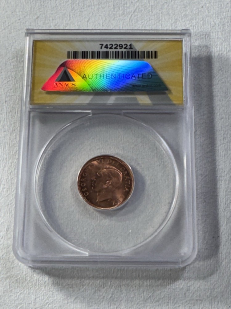 1949 Canada 1 Cent Graded MS 65 Rd by ANACS