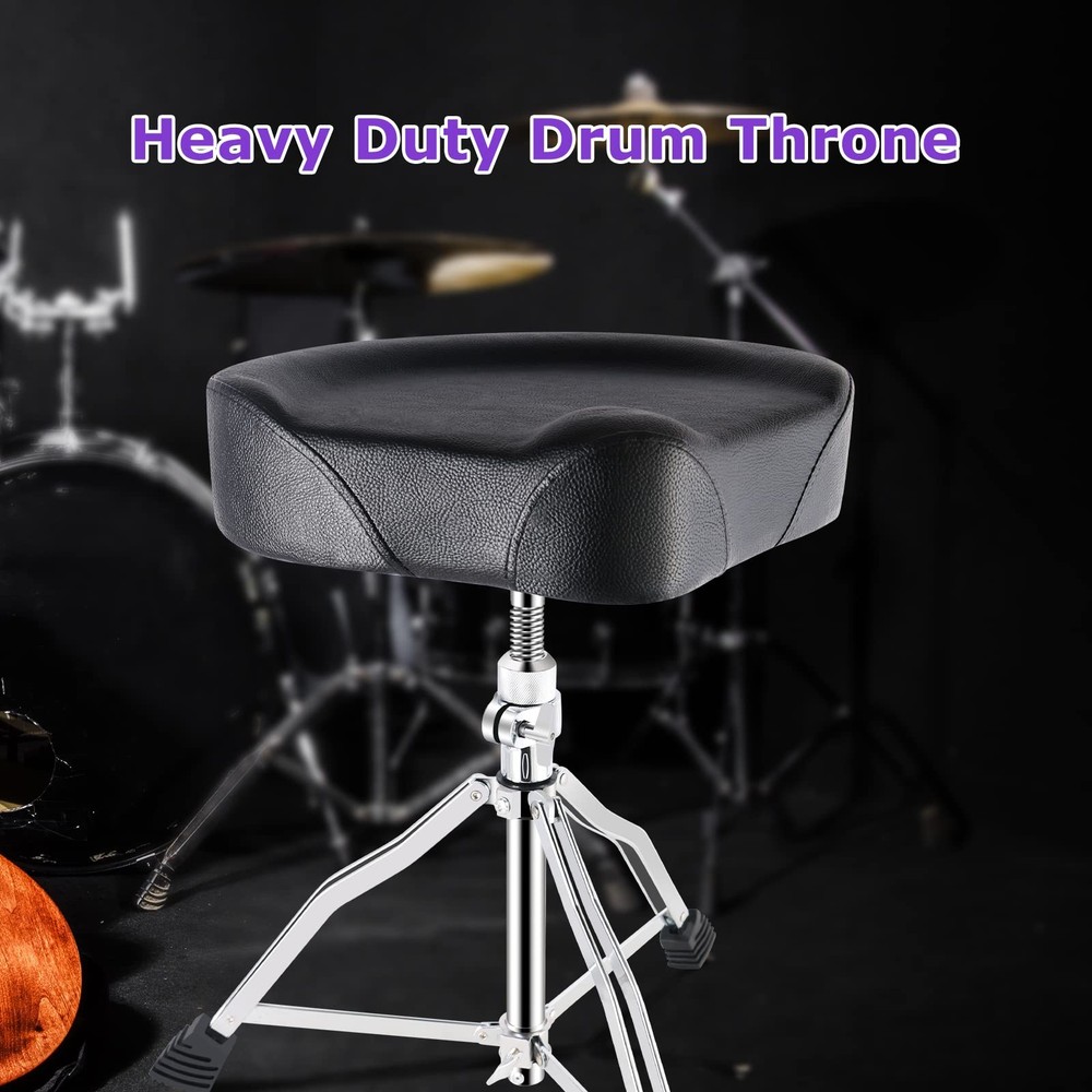 Drum Throne Adjustable Height, Drum Stools Rotatable Padded Motorcycle Style ...