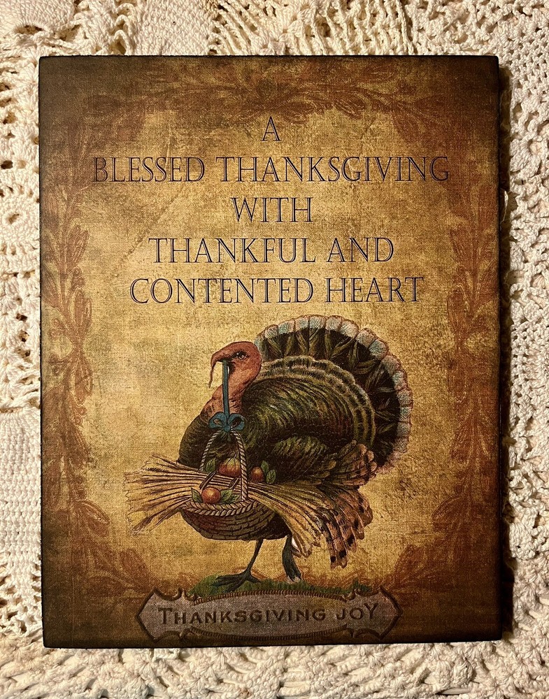Blessed Thanksgiving Turkey, Rustic, Prim Handcrafted CANVAS Sign