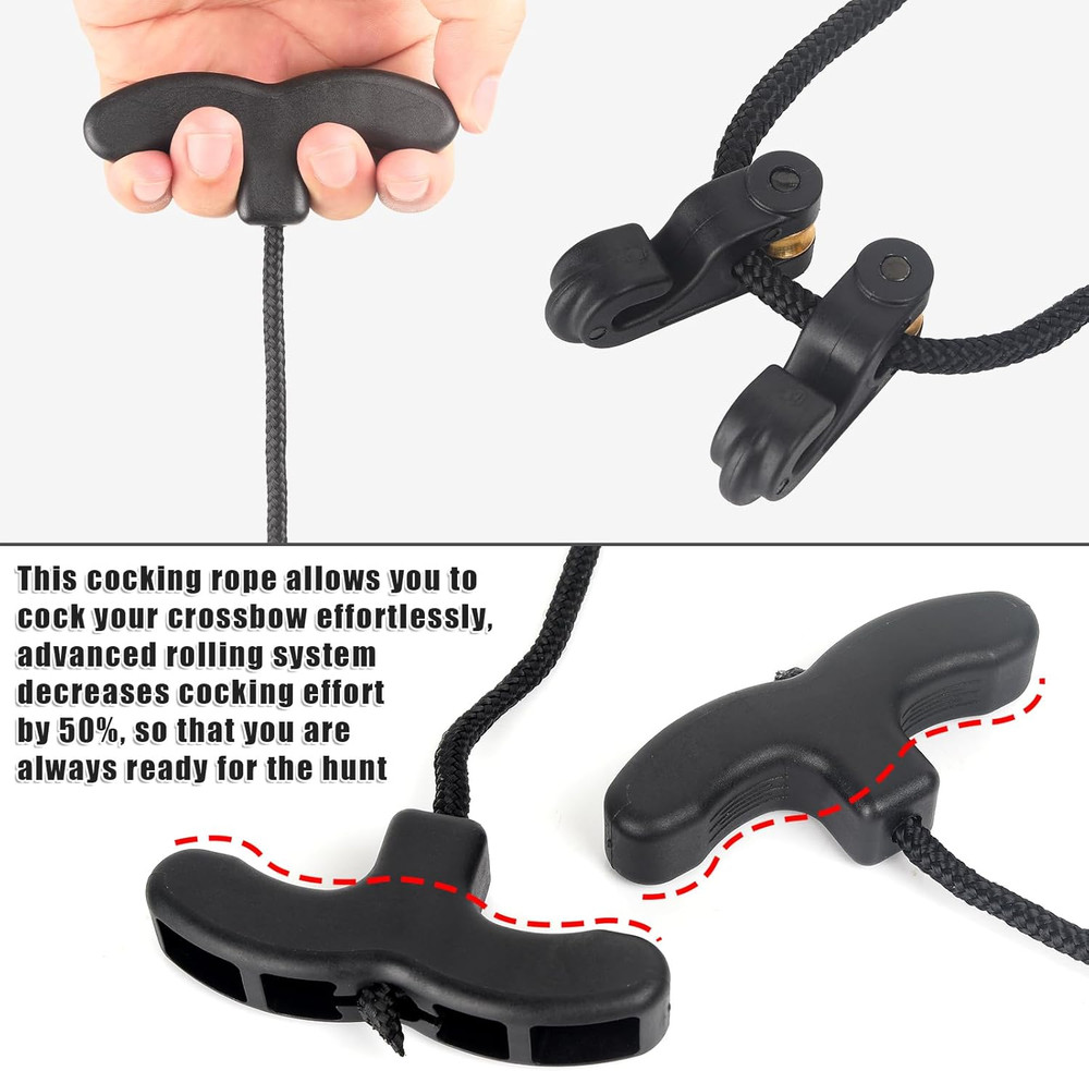Crossbow Cocking Rope Cocker Double Handle Pull Cord Archery Hunting Tool