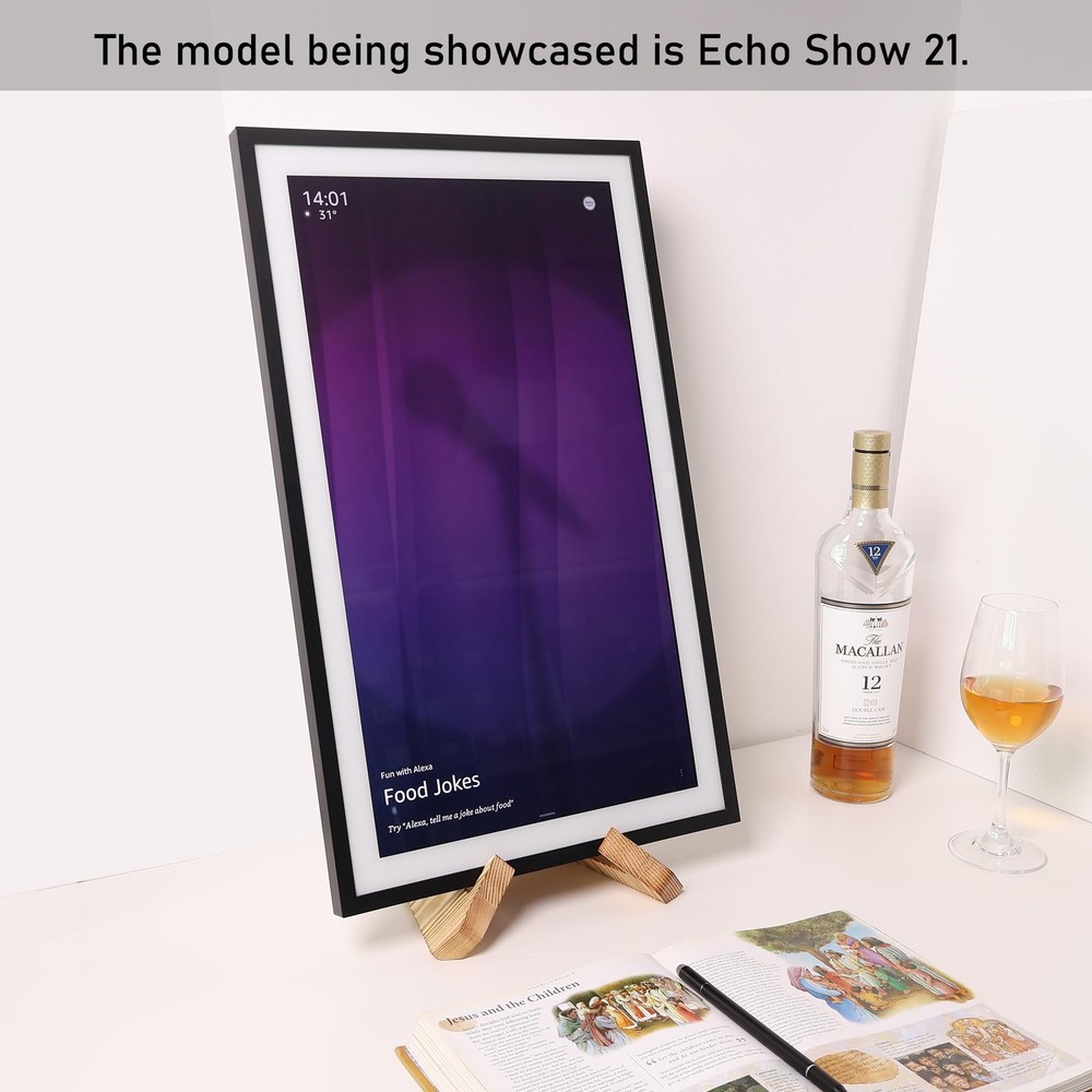 Solid Wood Tablet Computer Stands Compatible for Echo Show 15,Echo Show 21,Su...