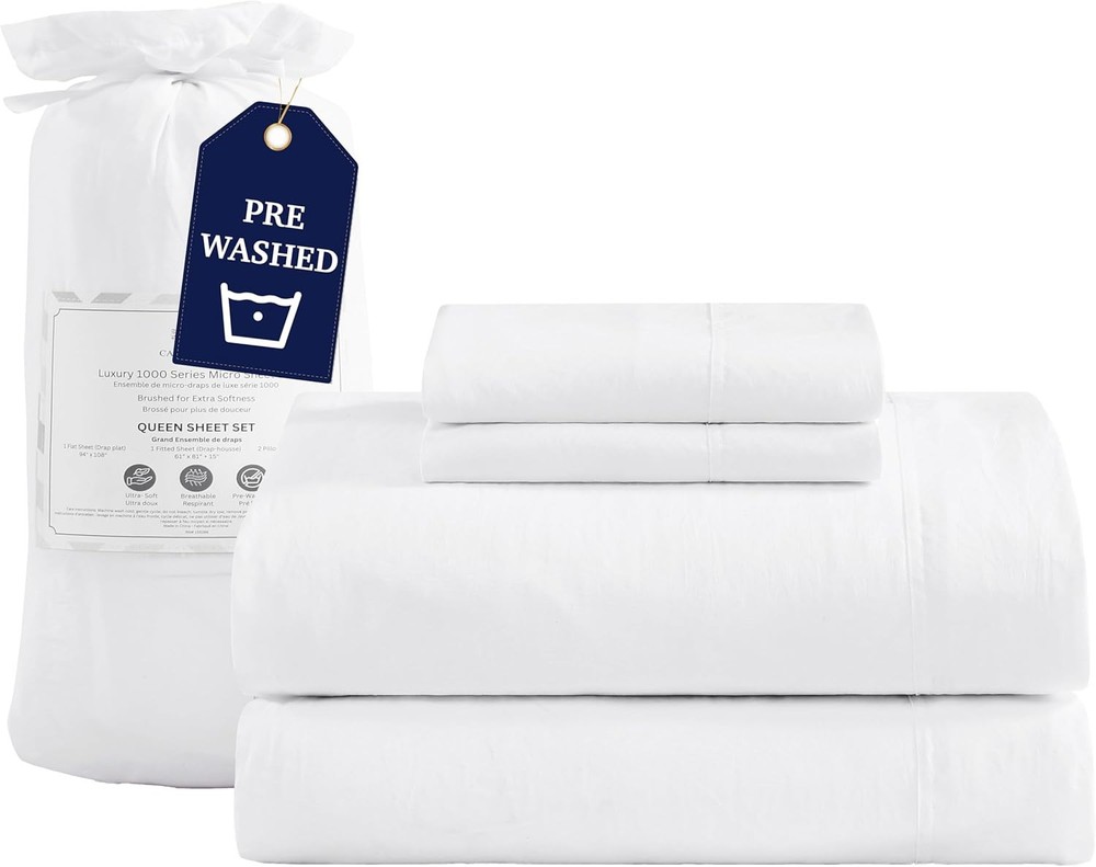 Casaplatino King Size Bedding Set, Pre-washed Brushed Microfiber King Sheet,