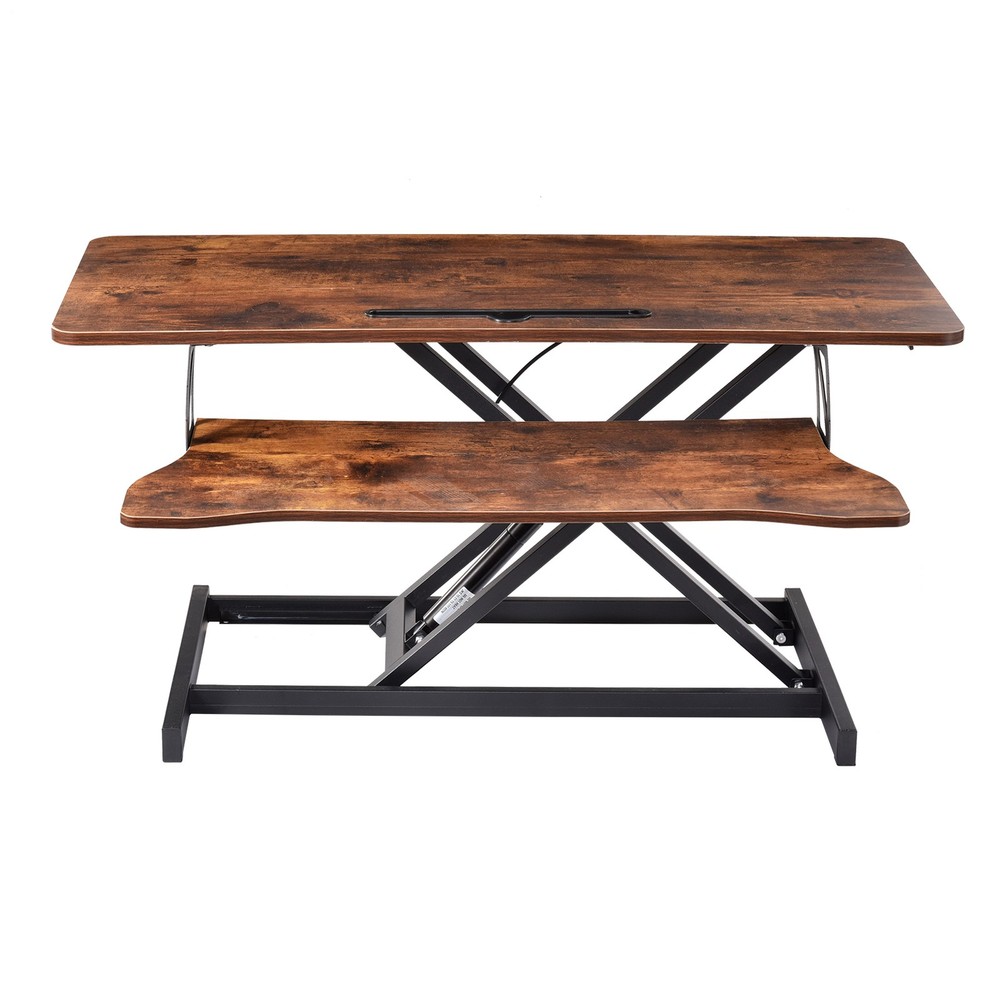 37" Rustic Home Office Desk Riser Adjustable Standing Desk Converter