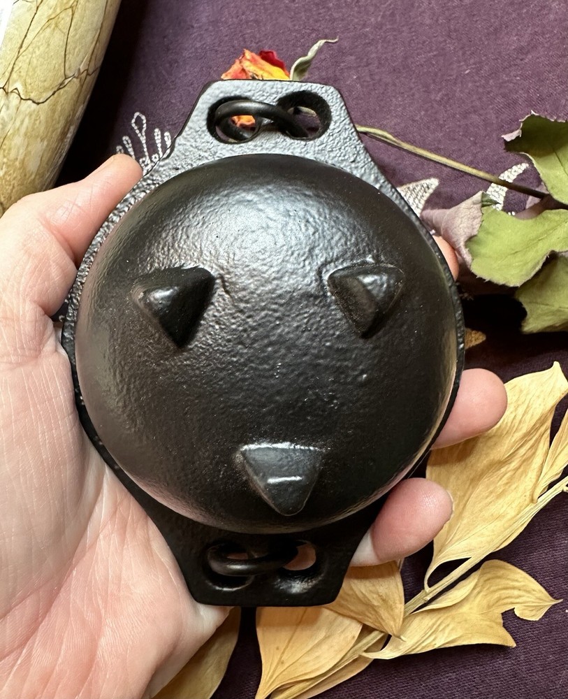Cast Iron Cauldron With Handle, Three Inch Opening Black Cauldron
