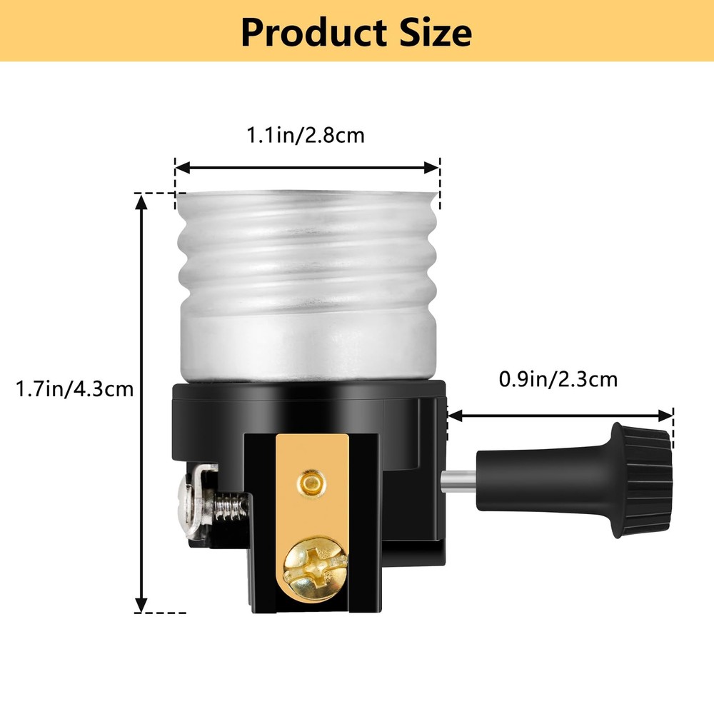 E26 Light Socket Replacement with On/Off Switch for Lamps (3 Pack)