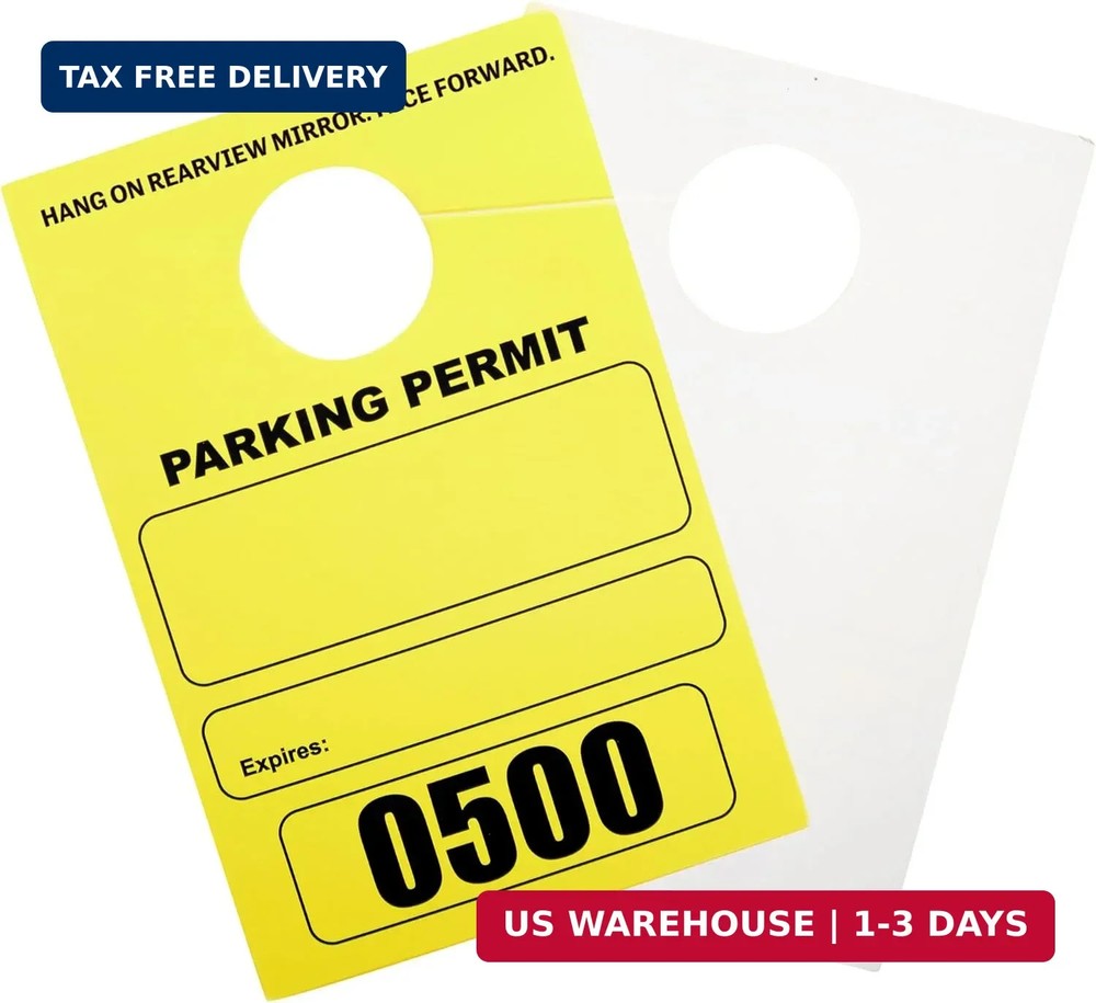 Rectangular Parking Permit Hang Tags - Sequentially Numbered Parking Pass