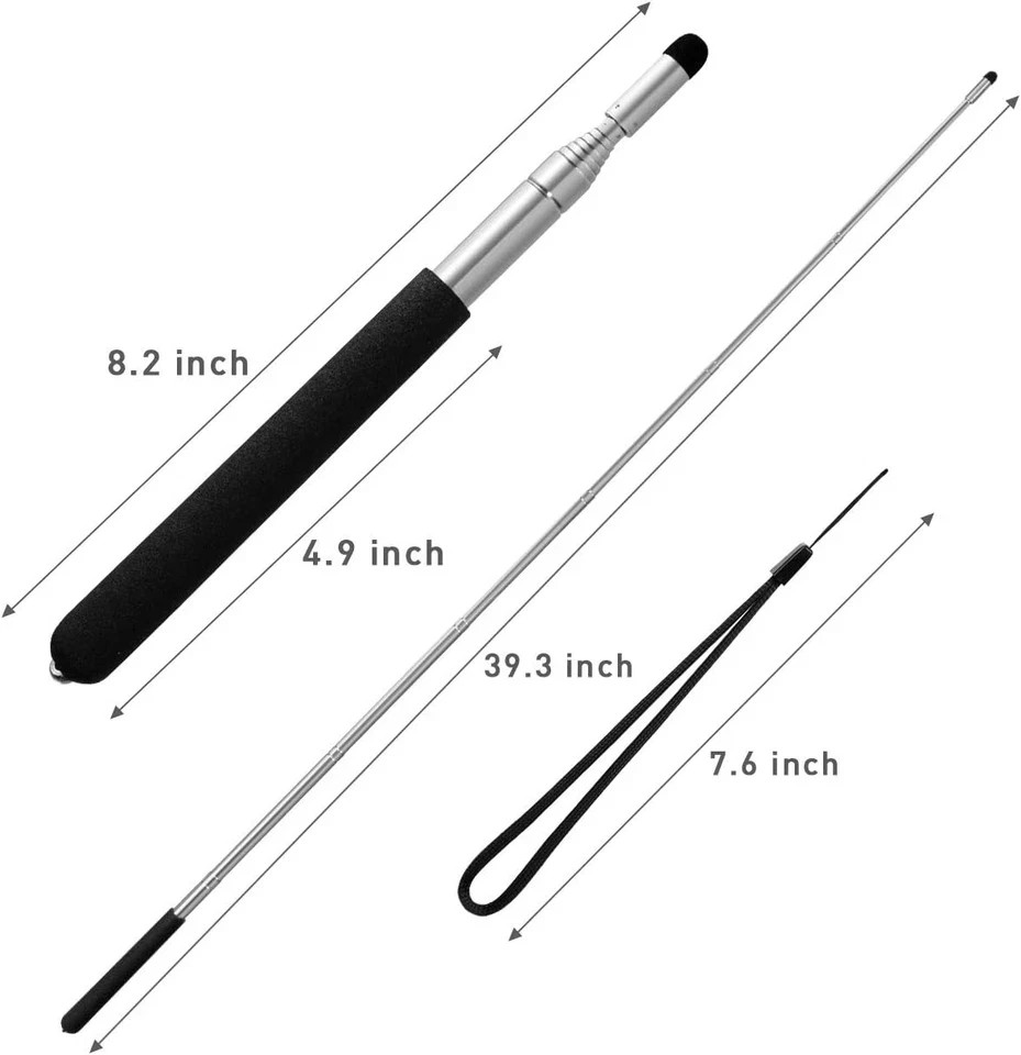 Teachers Pointer Stick, Telescopic Teaching Pointer, Retractable Black