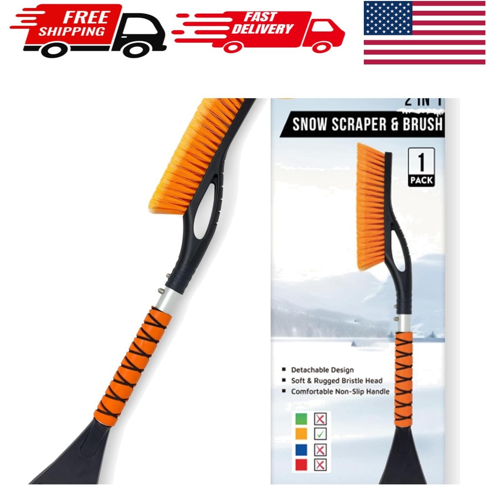 Lightweight 27" Ice Scraper & Snow Brush with Comfortable Grip - Winter Ready