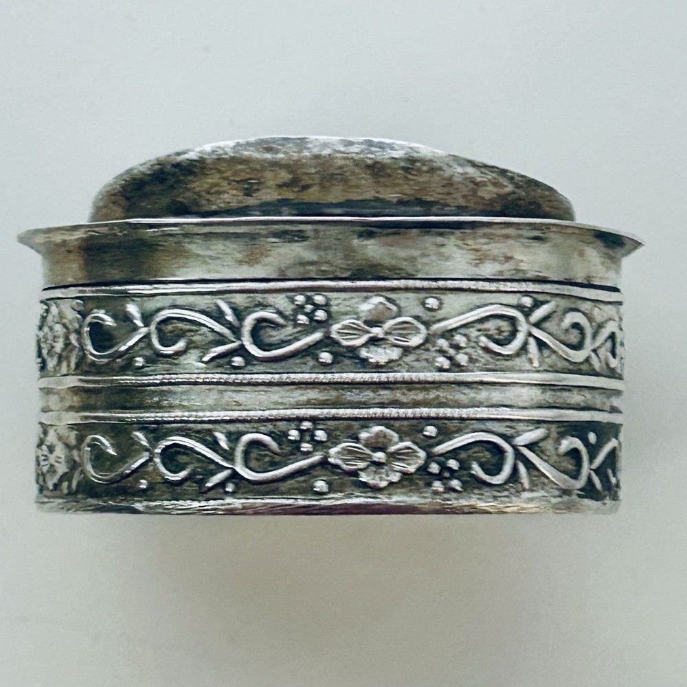 Vintage Sterling Silver Hand Made Trinket Box Tile Top Irregular Shape