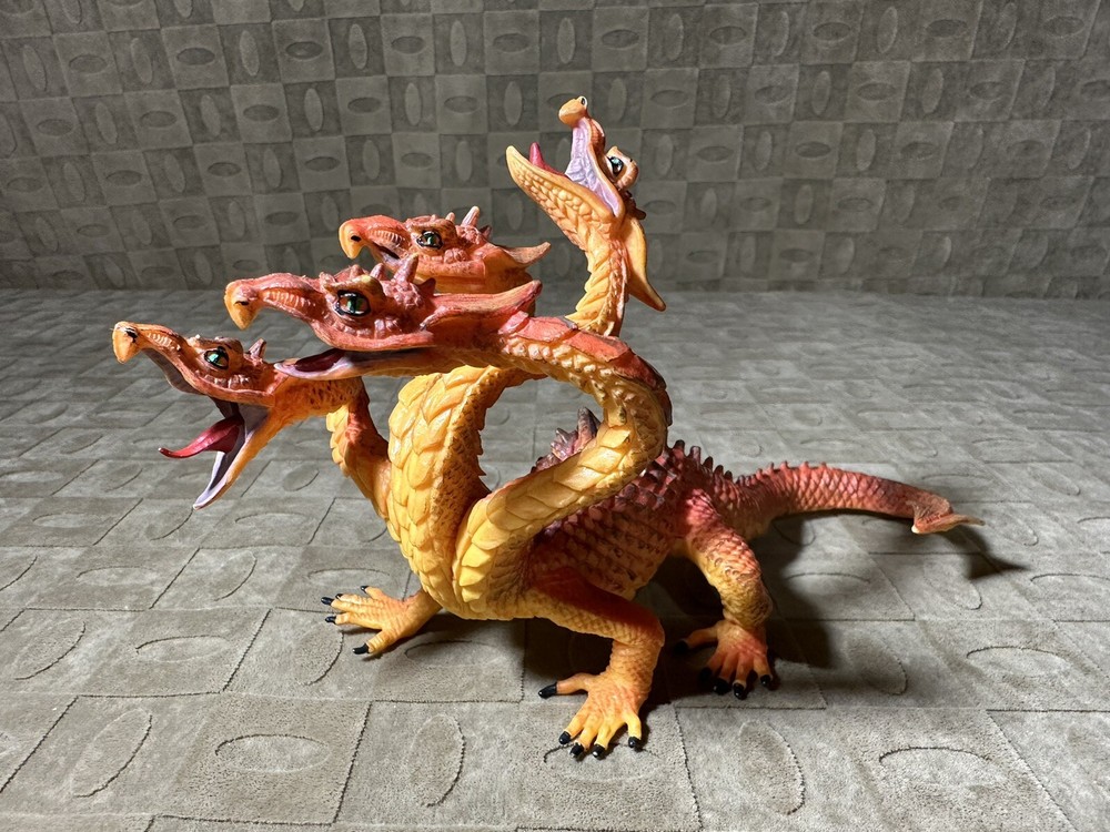 4-Headed Orange Hydra (Dragon) Figure Hard Plastic