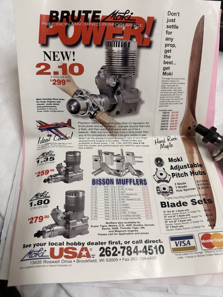 Moki M 210 RC Airplane Engine with exhaust