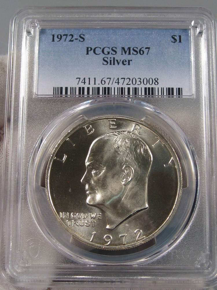 BU GEM 1972-S Silver Eisenhower Dollar PCGS MS67.  #34