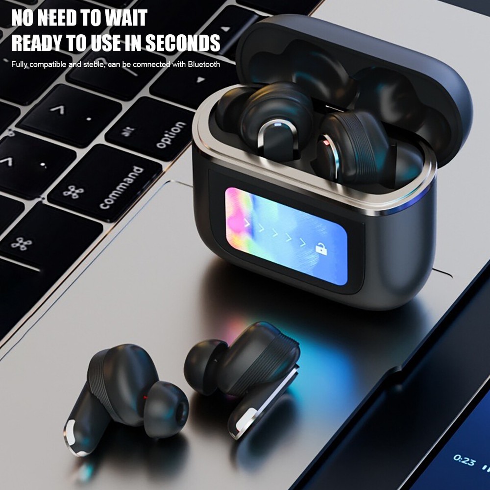 TWS Smart Touch Screen Earbuds Wireless Bluetooth Headphones Headset Mic Stereo