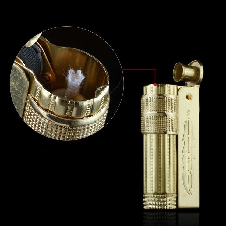 Imco Super Triplex 6700 gasoline lighter eagle feather brass color, new edition