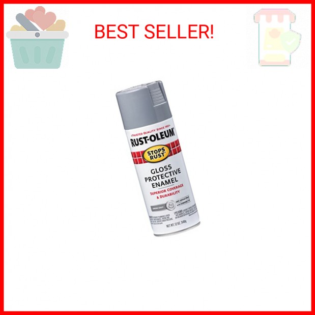 Rust-Oleum 7786830 Stops Rust Spray Paint, 12 oz, Gloss Smoke Gray