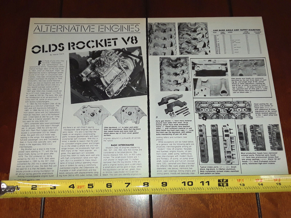 OLDSMOBILE ROCKET V8 ENGINE ORIGINAL 1986 ARTICLE