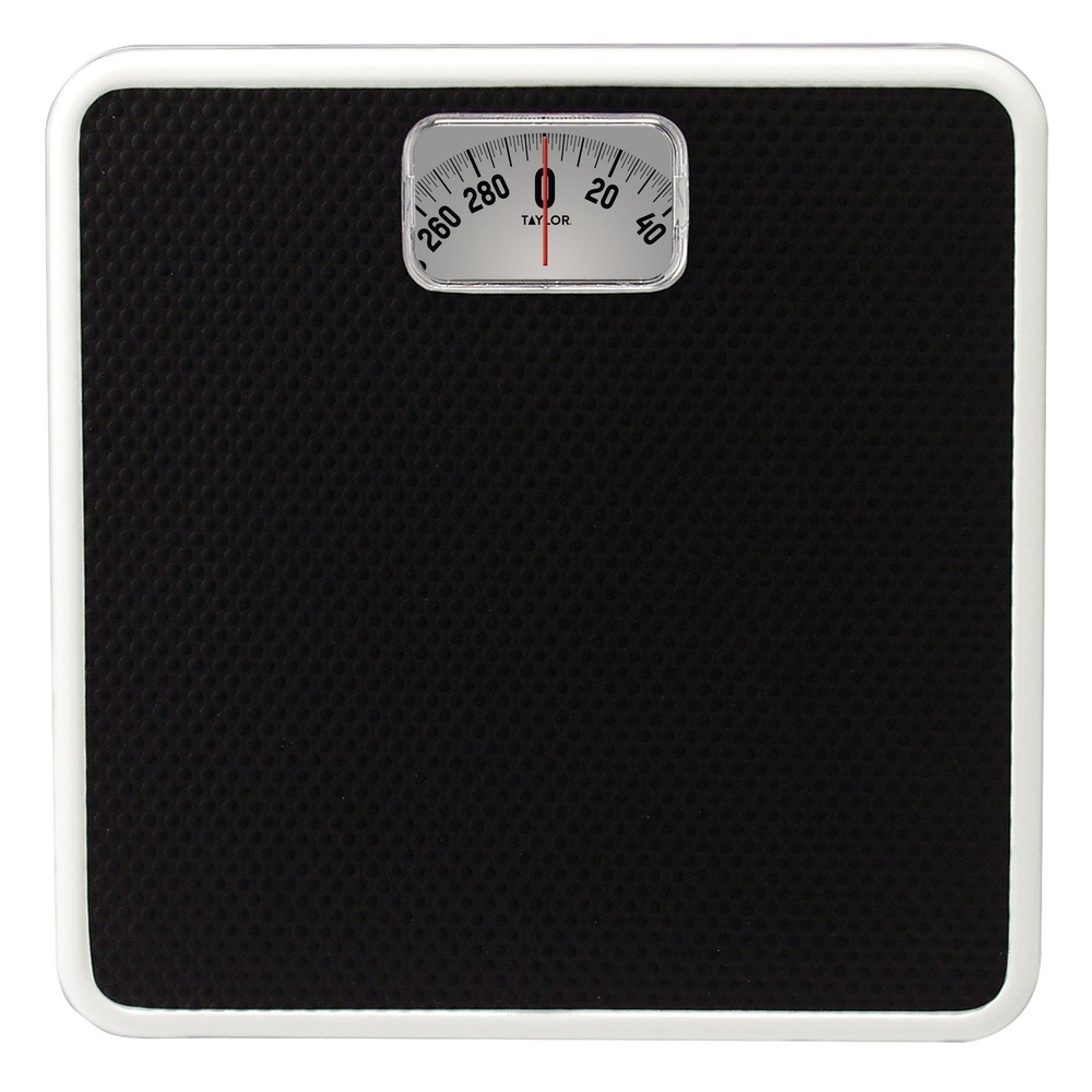 9.8” x 9.8” 300 lb Analog Dial Bathroom Scale with Dial Display Black
