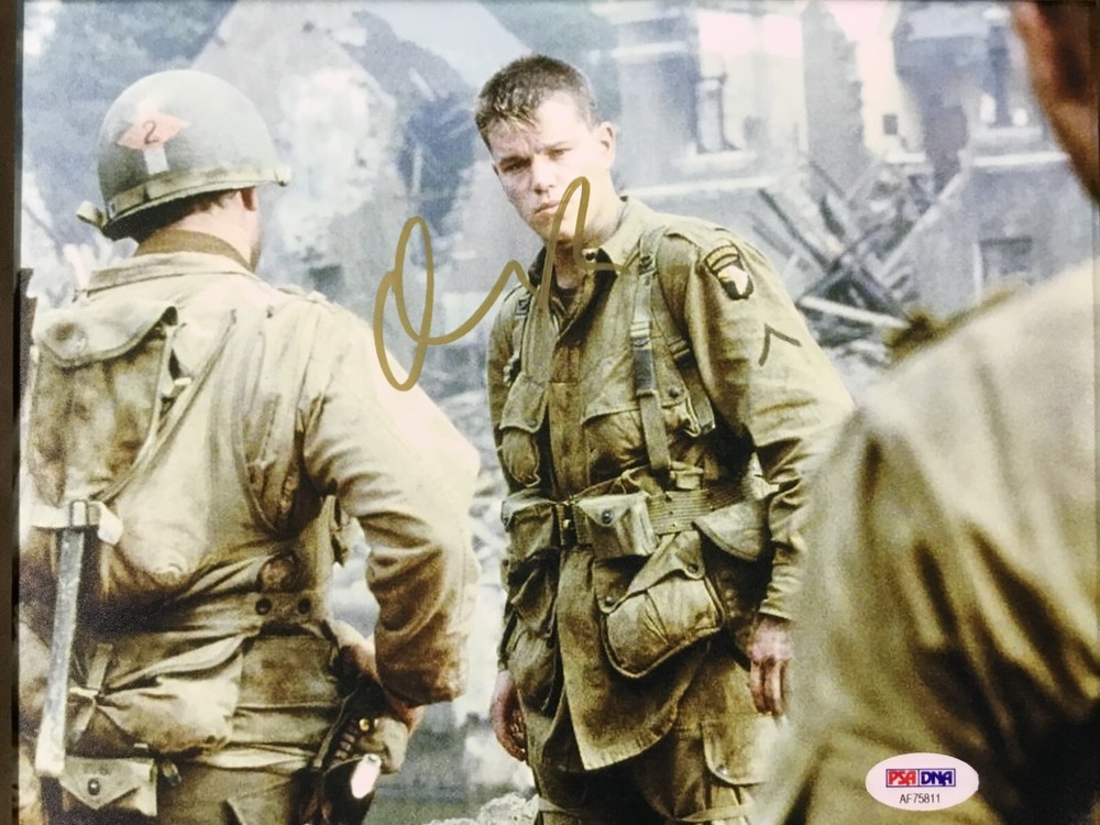 Matt Damon Signed Saving Private Ryan Photo Custom Framed Display PSA/DNA COA