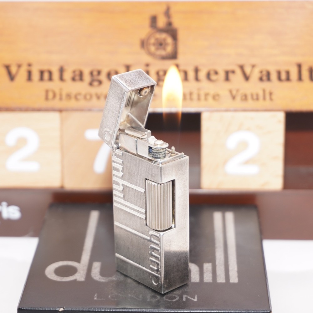Dunhill Mini Lighter Silver _ Signature _Ultrasonically Cleaned_Working