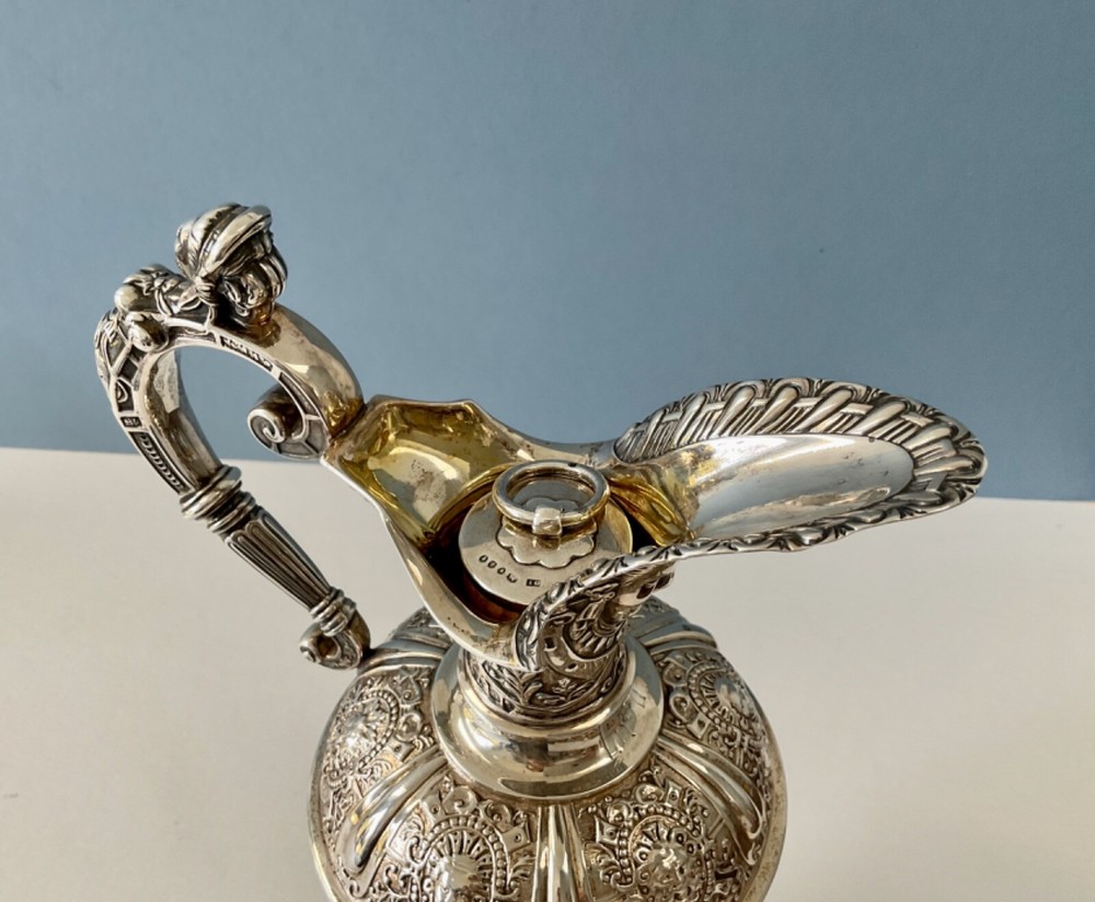 Antique Solid Silver Cellini Ewer Victorian
