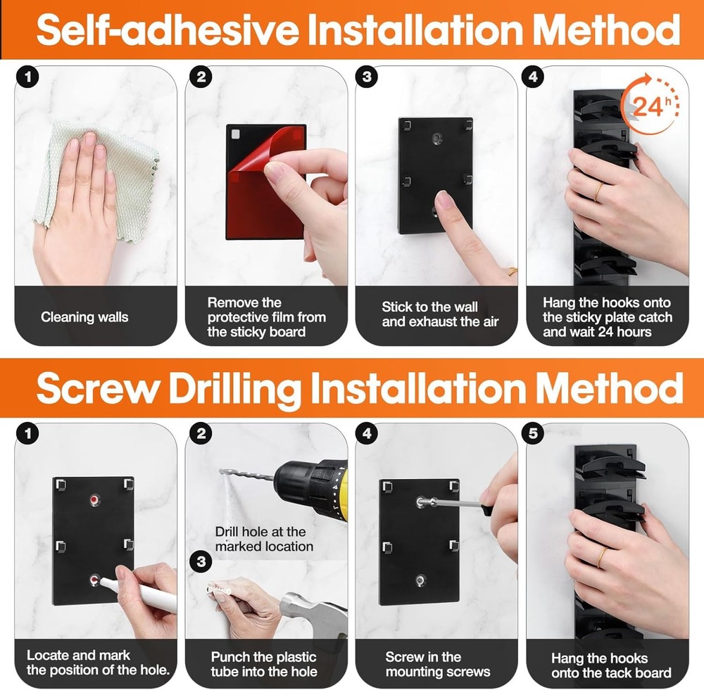 2 Pack Hat Organizer for Wall Adhesive Baseball Cap Rack Holds 16 Hats