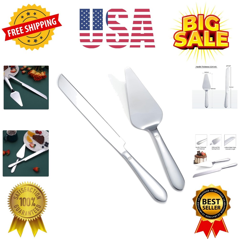 Cake Cutting Set for Wedding, Elegant Cake Knife and Server Set with Thickene...