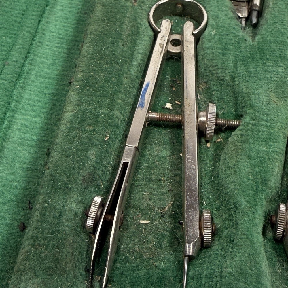 Vintage German Drafting Compass Set 1701 Geometry Tool Kit w/Case