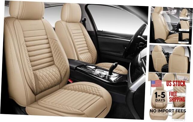 Full Coverage Front Set Seat Covers with Waterproof Leather,Lumber Support and