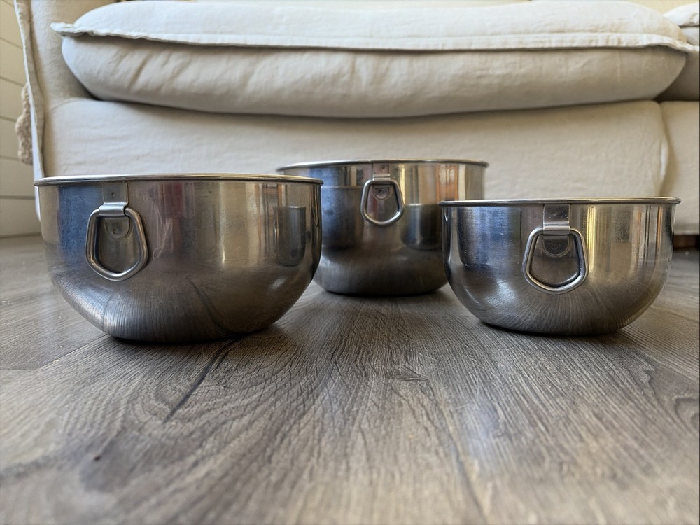 VTG Set/3 Farberware Stainless Nesting Mixing Batter Bowls 2 Thumb Ring