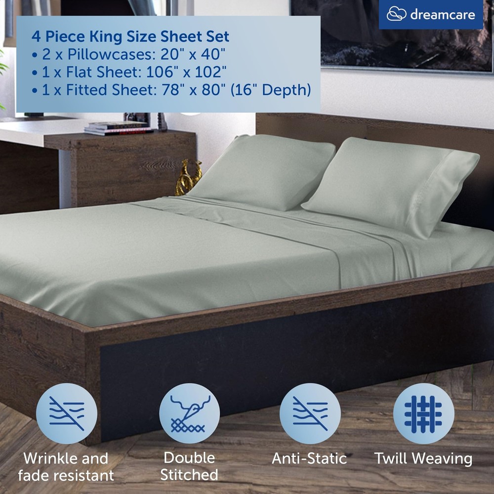 100% Viscose from Bamboo Sheets King Size - 4 Pc Luxury Cooling Sheets for Ho...