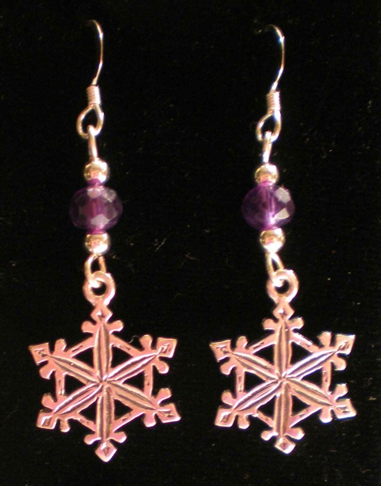 Sterling Silver Snowflake and Amethyst Earrings e160
