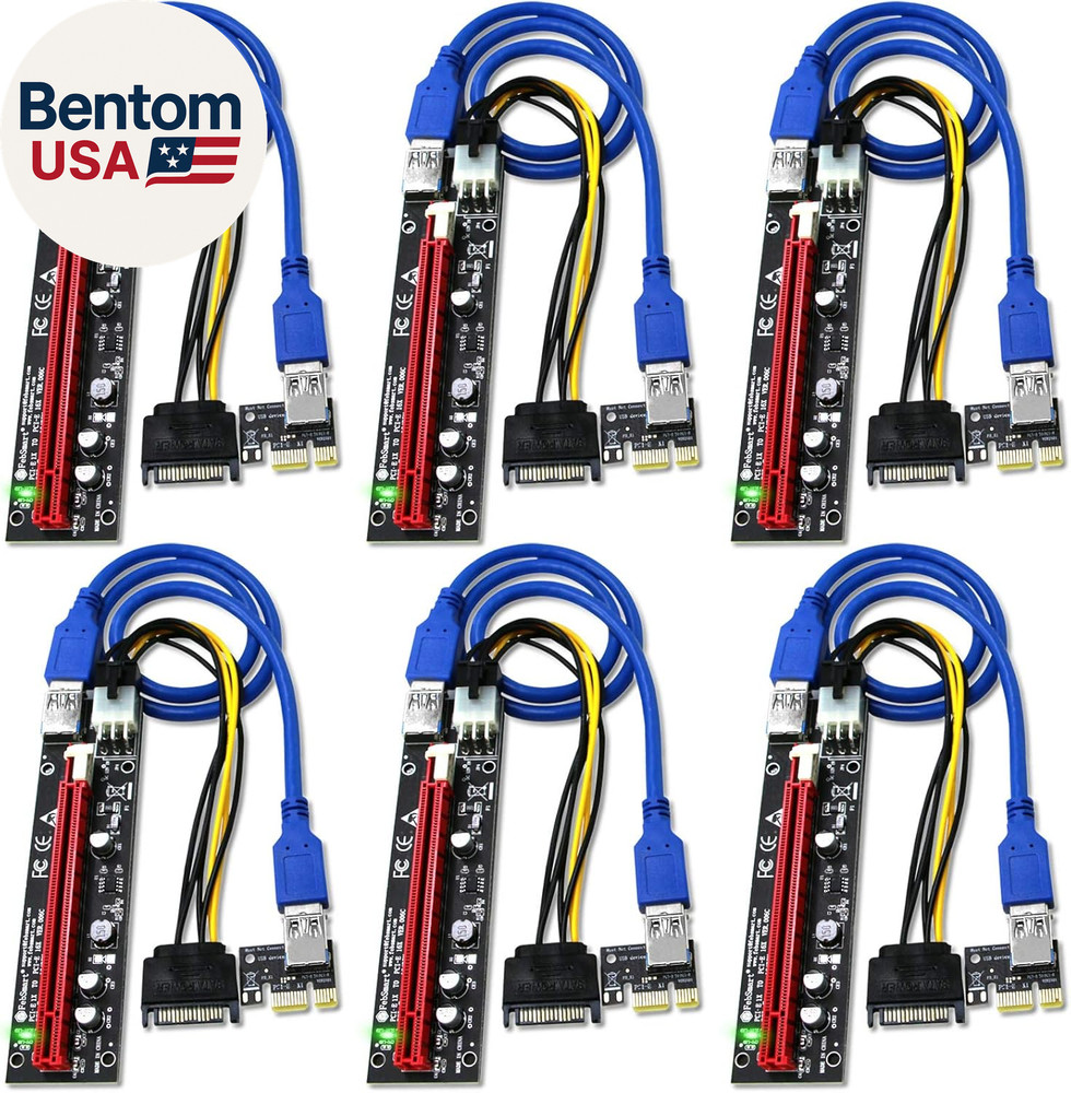 GPU Riser for Ethereum Mining Rigs, PCIE Risers for ETH Mining Rigs, 6PCS Black