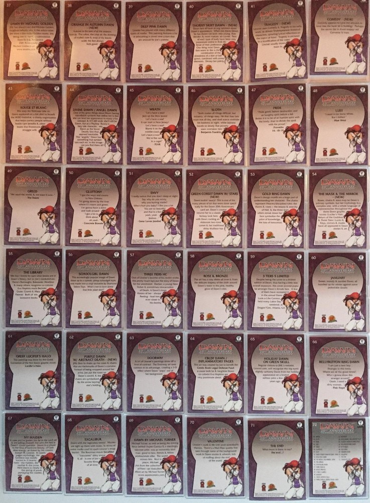 Dawn 20th Anniversary Base Card Set Linsner Dynamic Forces 72 Cards