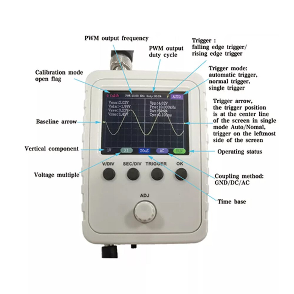 Mini Handheld Small Portable Oscilloscope Multimeter Simple Digital Diy Kit