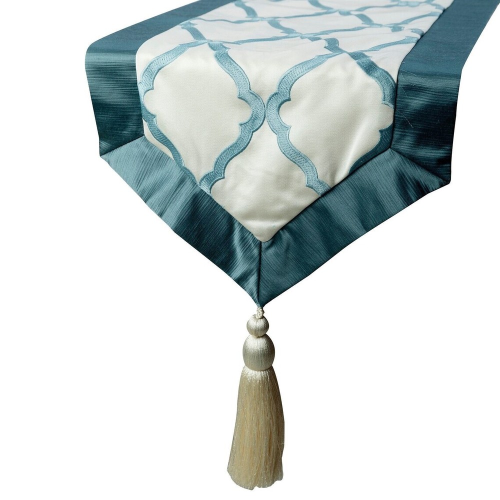 Decorative Table Runner Blue Satin Wedding Décor Elegant Table Décor - Adonia