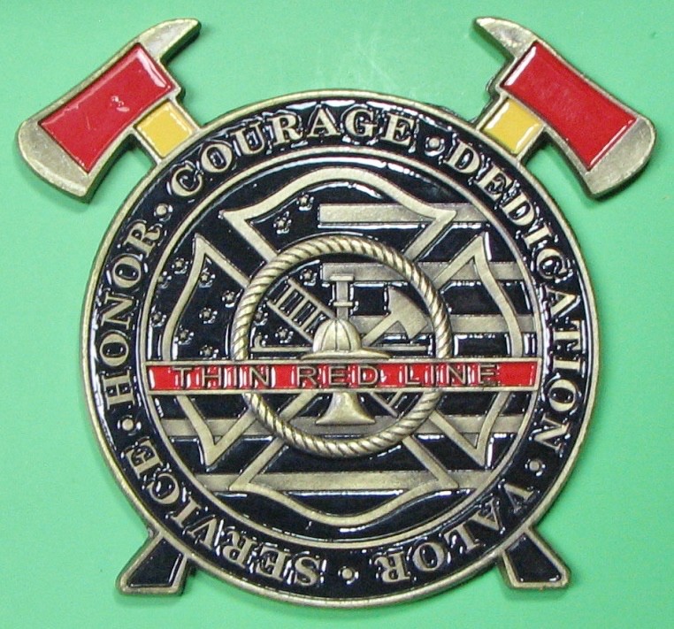 Thin Red Line. Challenge Coin. 2.5". 78b.