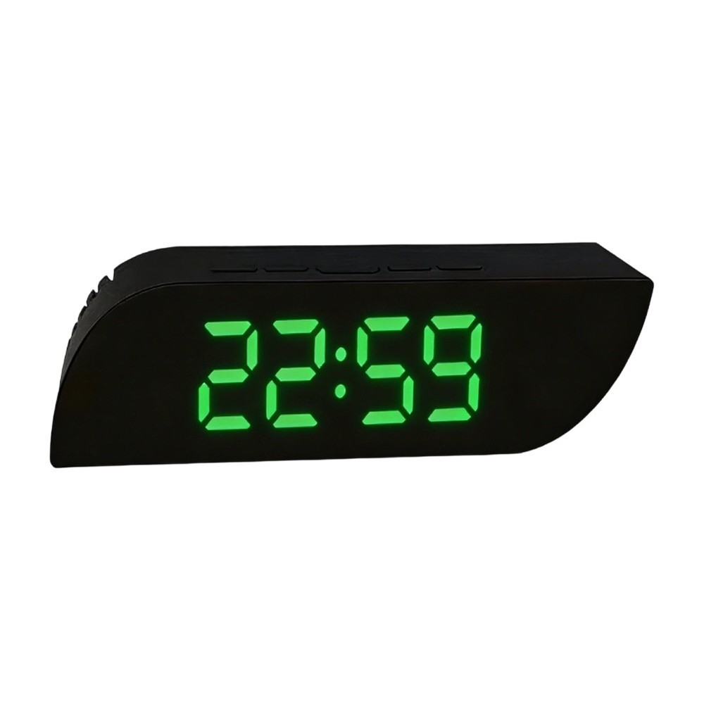 LED Digital Clock Mirror Design Time Temp Display Night Dimming Snooze Function