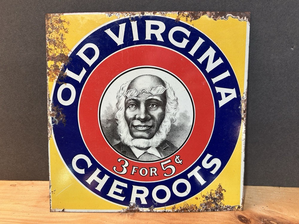Original Old Virginia Cheroots Painted Tin Sign
