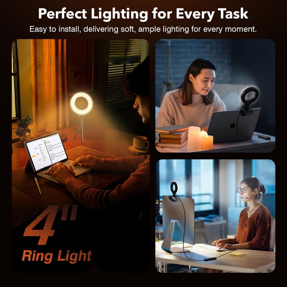 FDKOBE Ring Light for Laptop/Computer,Zoom Call, 4'' Small Video 4inch01