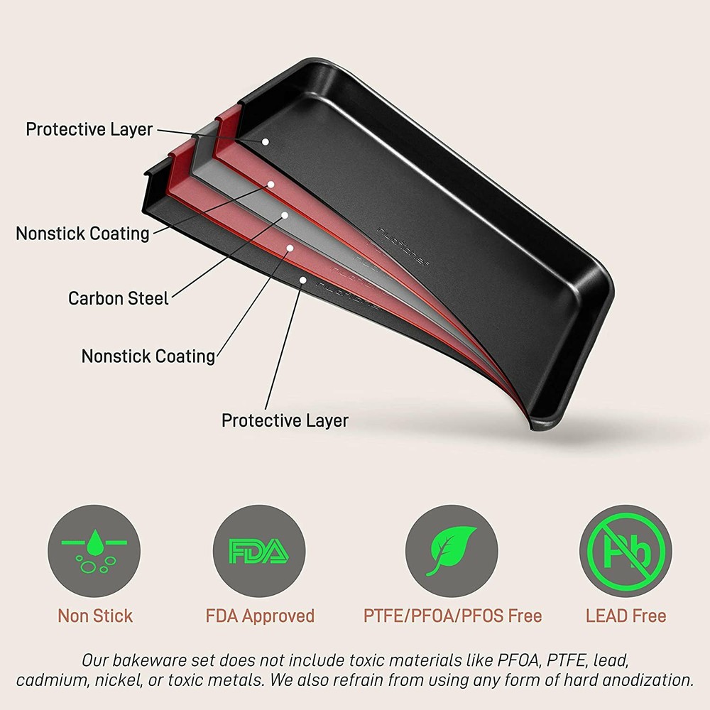 NutriChef 2-Pc. Nonstick Cookie Sheet Baking Pan - Professional Quality