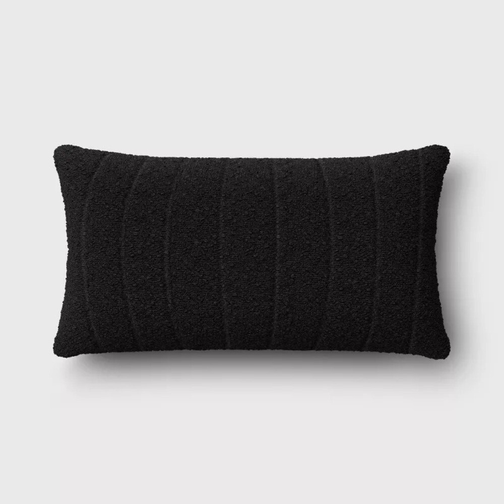 Oversized Channeled Boucle Lumbar Throw Pillow