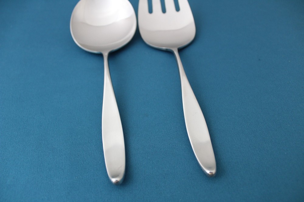 Lauffer DESIGN 2 Serving (2pc Set) Spoon / Meat Fork Satin Germany 7 3/4