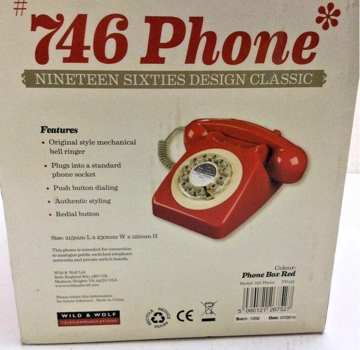 Red 1960's Styled #746 Design Classic Phone Push Button Dial
