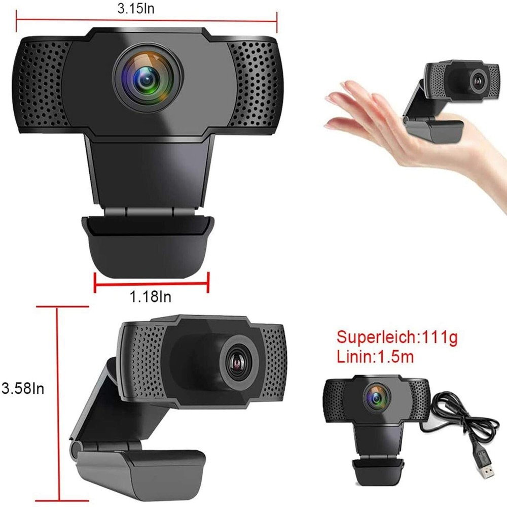 2020 Webcam 1080p HD Computer Camera, USB 2.0 Desktop Laptop Computer Web Camera