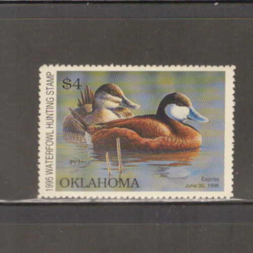 Oklahoma State Duck Stamp 1995 $4.00 at face value