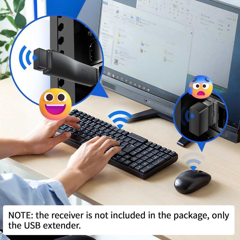 Replacement USB Dongle Extender for Logitech Unifying Receiver, USB 2.0 Male