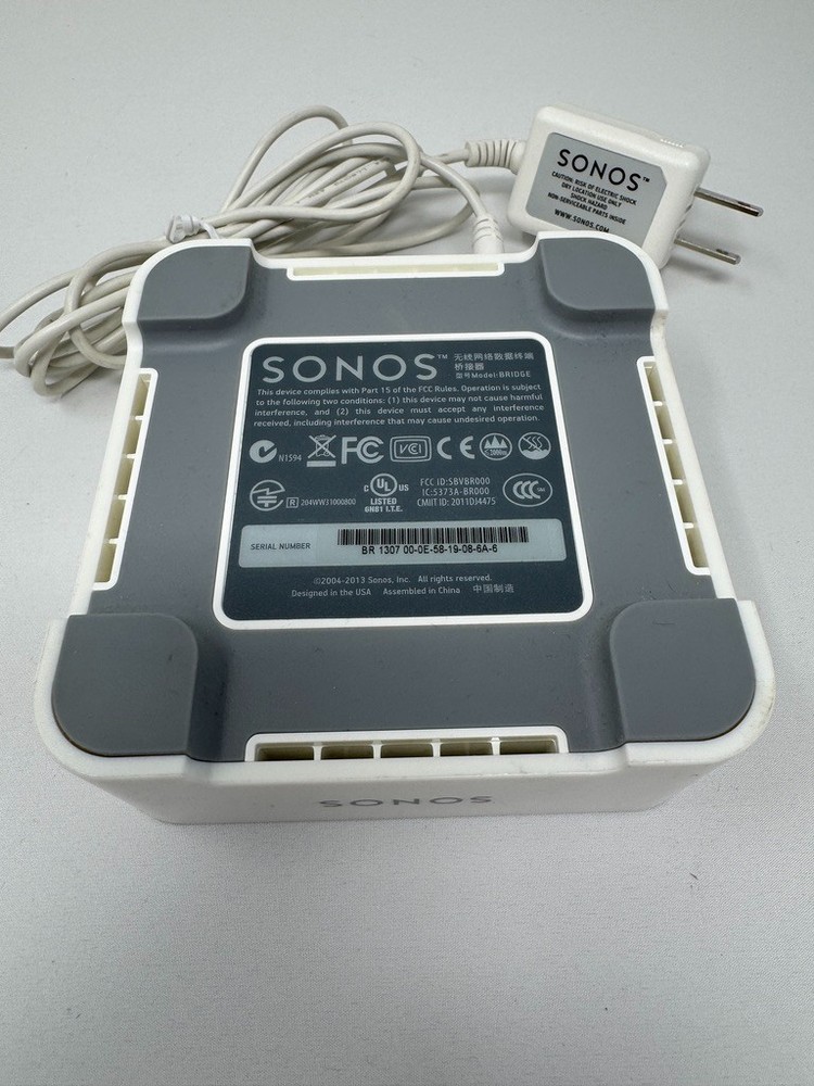 SONOS Bridge with power adapter and ethernet cable model: BRIDGE Tested Working
