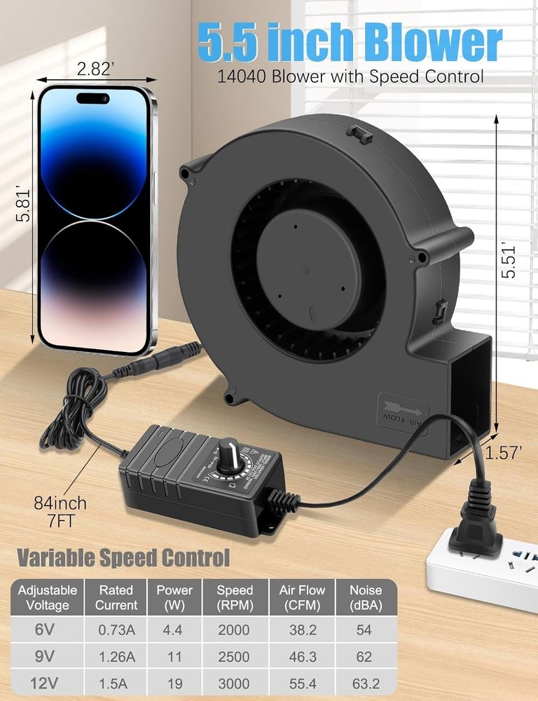 Powerful 140mm Small Fan with Speed Control for DIY Projects