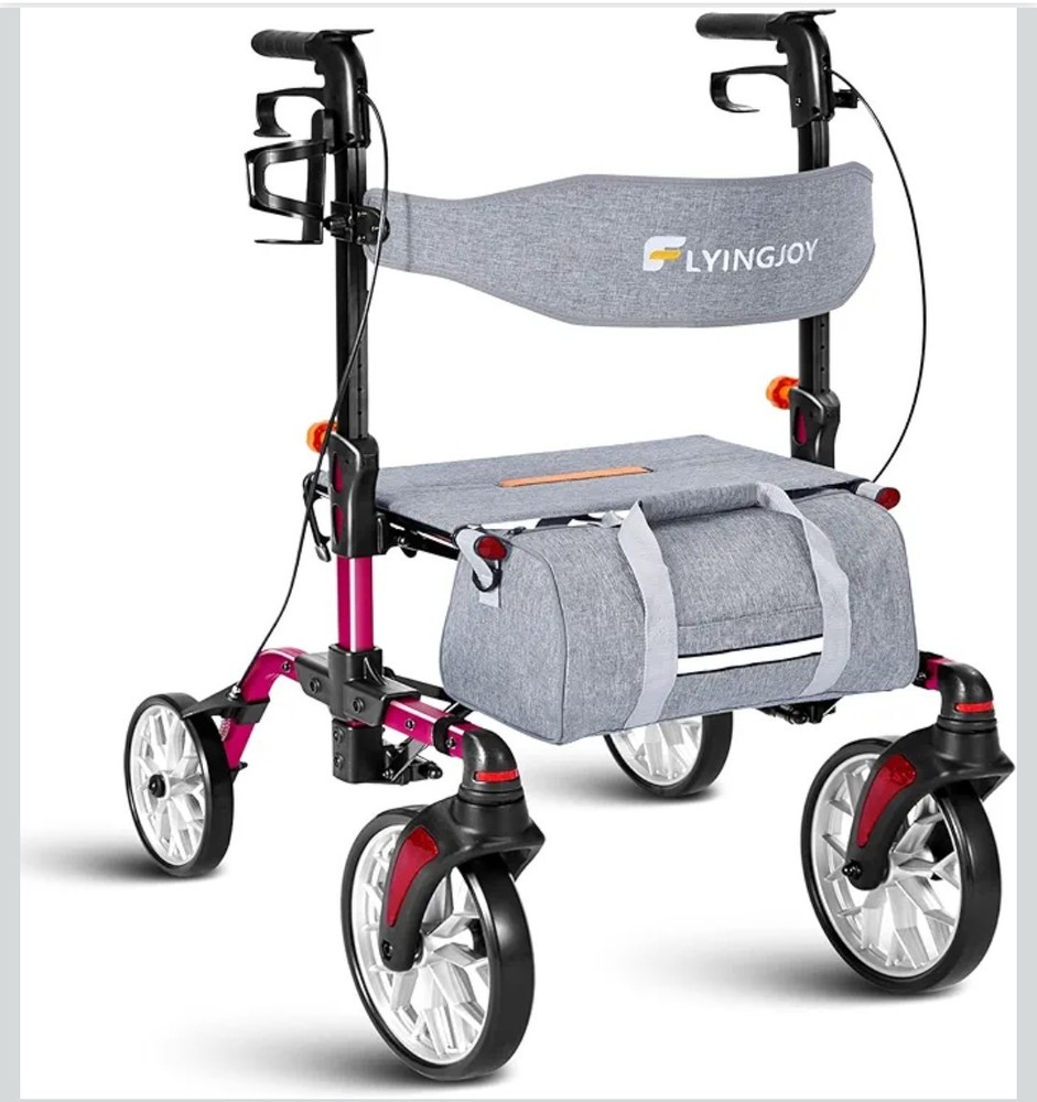 Lightweight Rollator, Foldable Rolling Walker with 4 And Breaks