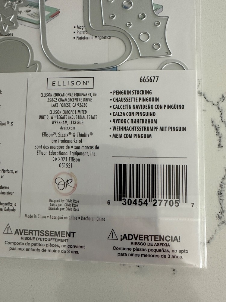 Sizzix Thinlits 9 Dies Olivia Rose Penguin Stocking Scrapbooking Crafts Art